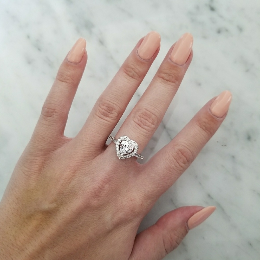 CZ Heart Diamond Ring Sz 9 - Picture 2 of 6